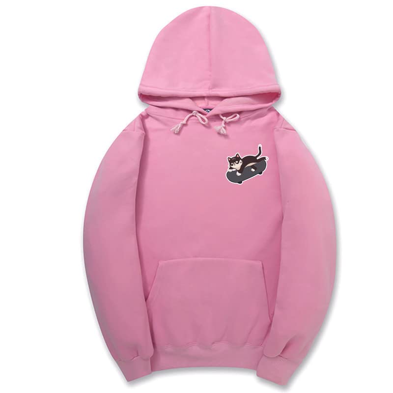 CORIRESHA Adolescentes Linda Sudadera con Capucha Monopatín Gato Casual Manga Larga Básica Sólida Sudadera