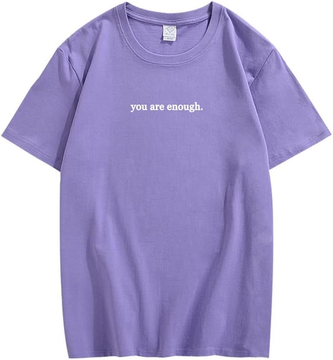 CORIRESHA You are Enough Camisetas Casual Cuello Redondo Manga Corta Adolescente Letras Tops