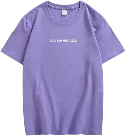 CORIRESHA You are Enough Camisetas Casual Cuello Redondo Manga Corta Adolescente Letras Tops