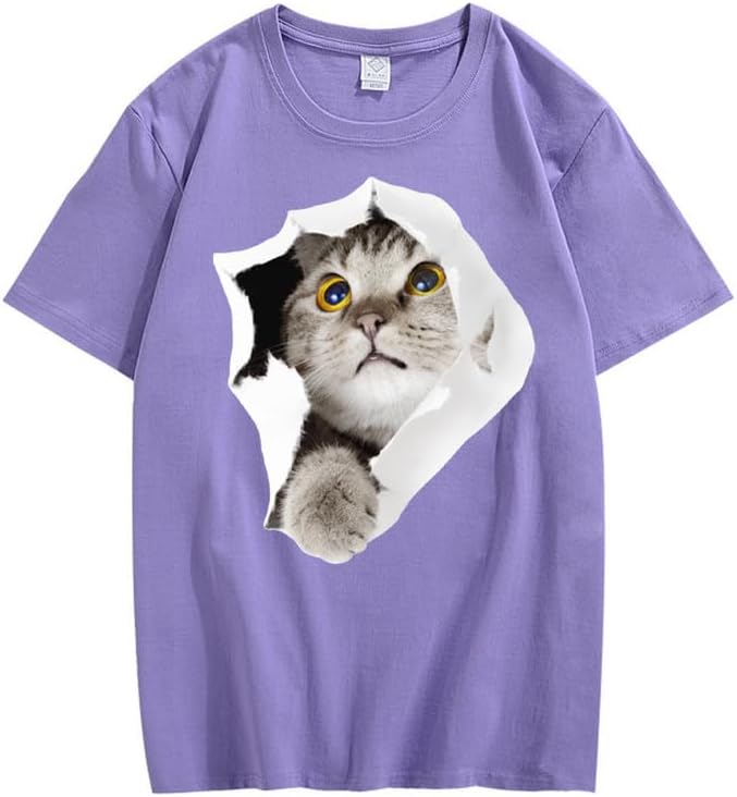 CORIRESHA Camiseta de algodón acogedora informal de manga corta con cuello redondo y cuello redondo para adolescente
