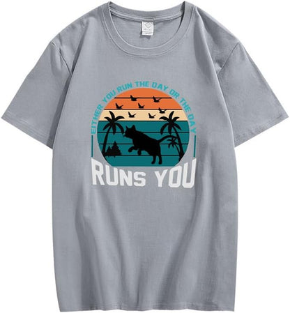 CORIRESHA Camiseta de manga corta unisex con diseño de gaviota y gato hawaiano de verano