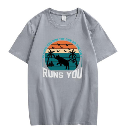 CORIRESHA Camiseta de manga corta unisex con diseño de gaviota y gato hawaiano de verano