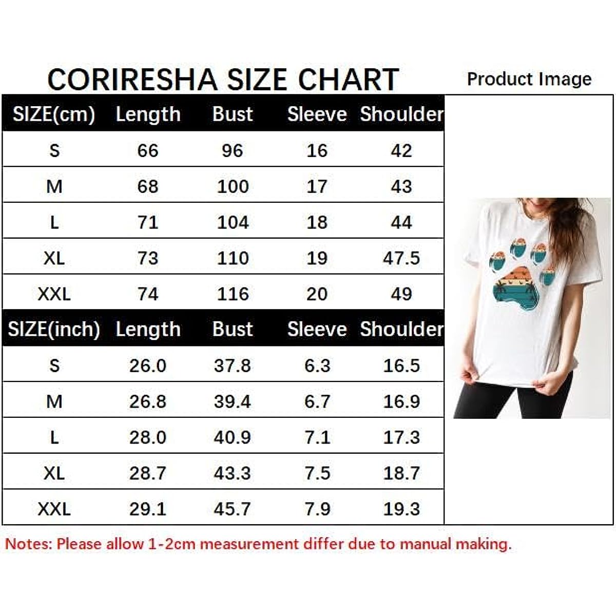 CORIRESHA Camisetas básicas informales de verano con estampado de huellas de perro y cuello redondo para mujer