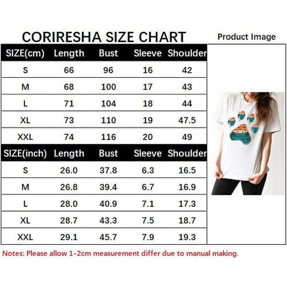 CORIRESHA Camisetas básicas informales de verano con estampado de huellas de perro y cuello redondo para mujer