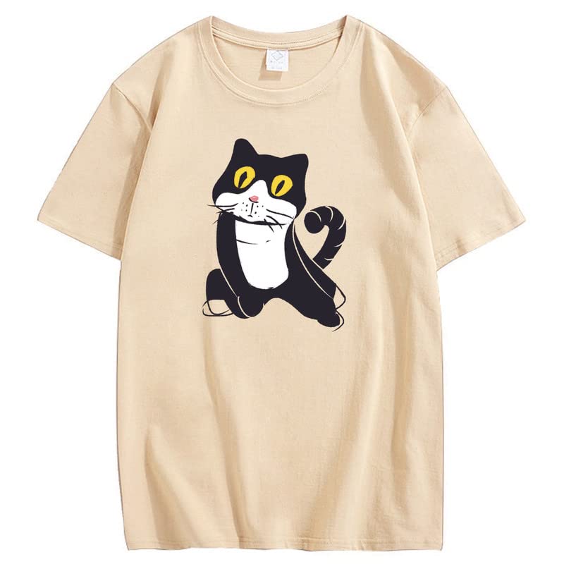 CORIRESHA Camiseta de gato lindo casual cuello redondo manga corta verano básico algodón tops