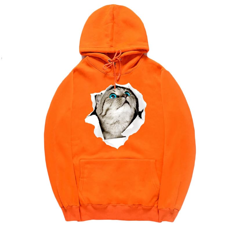 CORIRESHA Adolescente Lindo Gato Sudadera con capucha Casual Manga Larga Cordón Básico Algodón Sudadera
