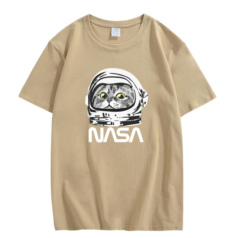 CORIRESHA Camiseta adolescente de la NASA cuello redondo manga corta lindo top para los amantes de los gatos