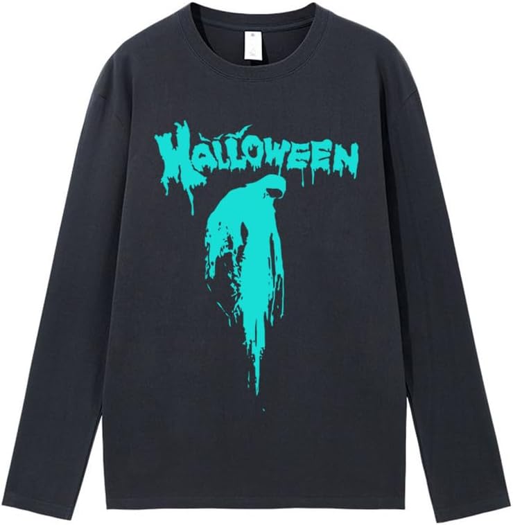 CORIRESHA Halloween Blood Crewneck Long Sleeve Gothic Unisex Scary T-Shirt