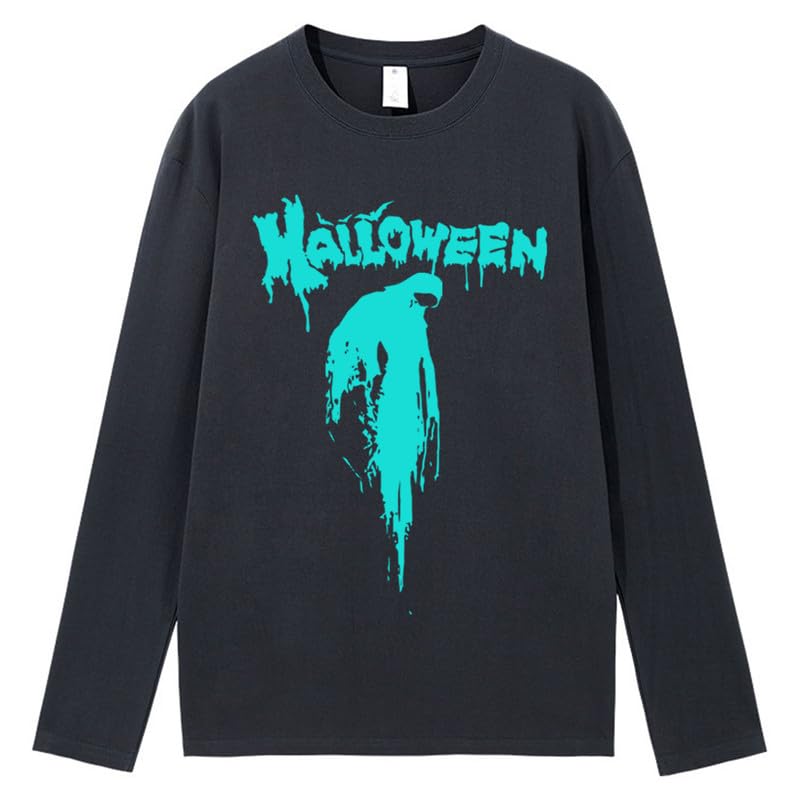 CORIRESHA Halloween Blood Crewneck Long Sleeve Gothic Unisex Scary T-Shirt