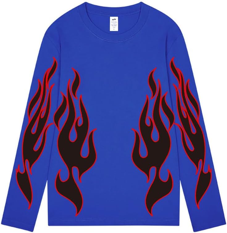 CORIRESHA Adolescente Moda Llama Patrón Cuello Redondo Manga Larga Y2K Otoño Camiseta Top