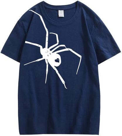 CORIRESHA Teen Halloween Spider Graphics T-Shirt Simple Crewneck Short Sleeve Summer Top