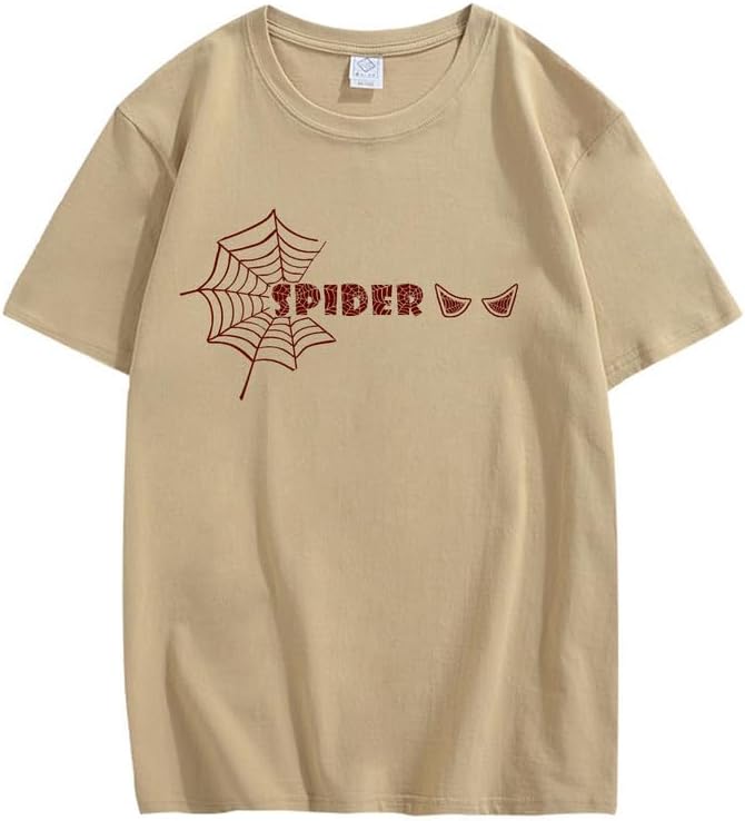 CORIRESHA Y2K Spider Web Camiseta cuello redondo manga corta casual Halloween ropa