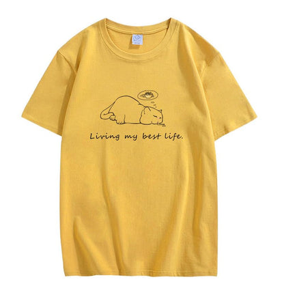 CORIRESHA Camisetas unisex con cuello redondo y manga corta con letras lindas