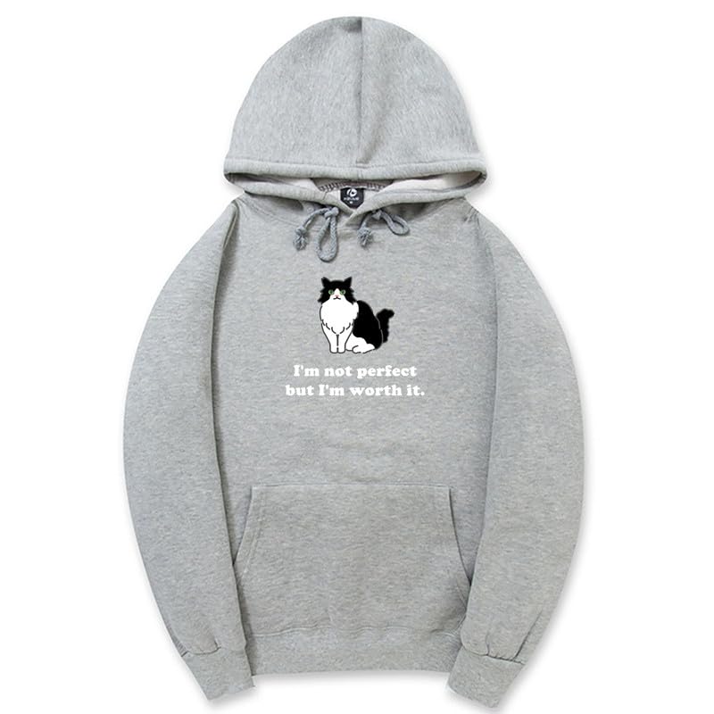 CORIRESHA Sudadera unisex con capucha de gato lindo casual de manga larga con cordón de algodón personalizada