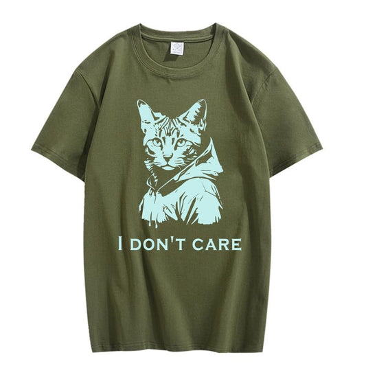 CORIRESHA Unisex Cute Cat Print Crew Neck Short Sleeve Casual Letter Cotton T-Shirt