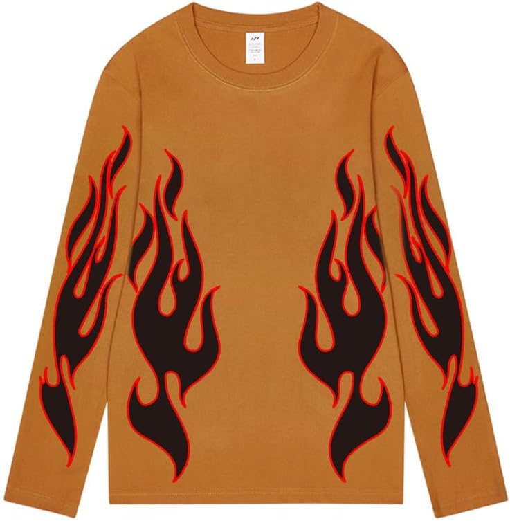 CORIRESHA Adolescente Moda Llama Patrón Cuello Redondo Manga Larga Y2K Otoño Camiseta Top