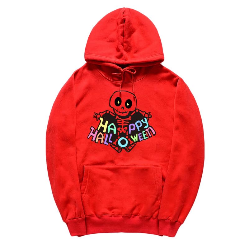 CORIRESHA Sudadera con capucha de esqueleto de Halloween para mujer, manga larga, con cordón y letras de bolsillo