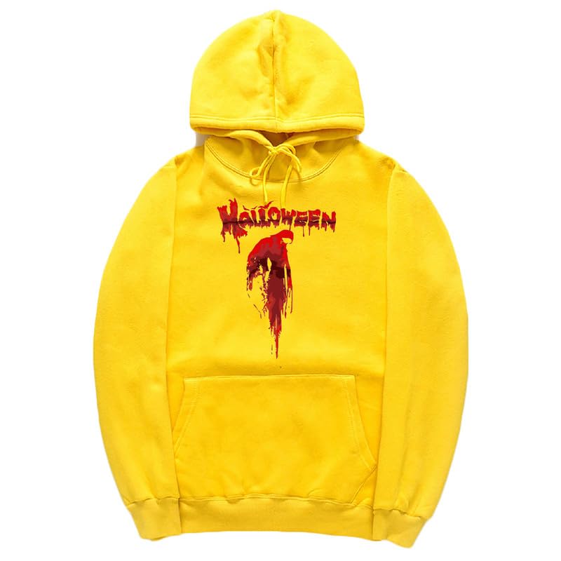 CORIRESHA Sudadera con capucha unisex con estampado de sangre informal de manga larga con cordón para Halloween