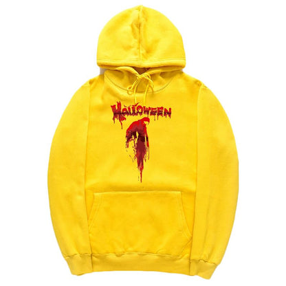 CORIRESHA Sudadera con capucha unisex con estampado de sangre informal de manga larga con cordón para Halloween