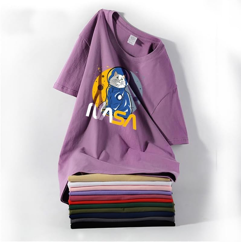 CORIRESHA Camiseta básica informal de manga corta con cuello redondo de la NASA para adolescentes