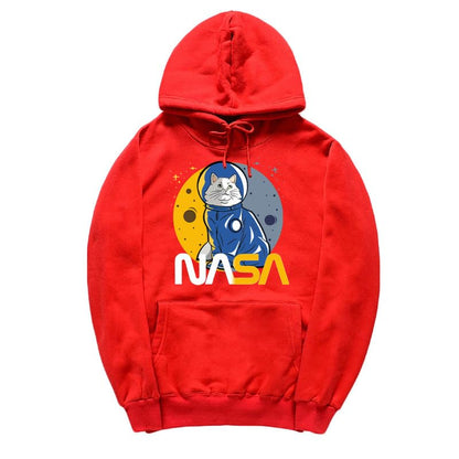 CORIRESHA Teen's Astronaut NASA Hoodie Casual Long Sleeve Drawstring Cat Sweatshirt