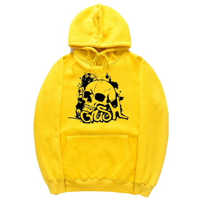 CORIRESHA Unisex Skull Hoodie Long Sleeve Drawstring Kangaroo Pocket Y2K Halloween Sweatshirt