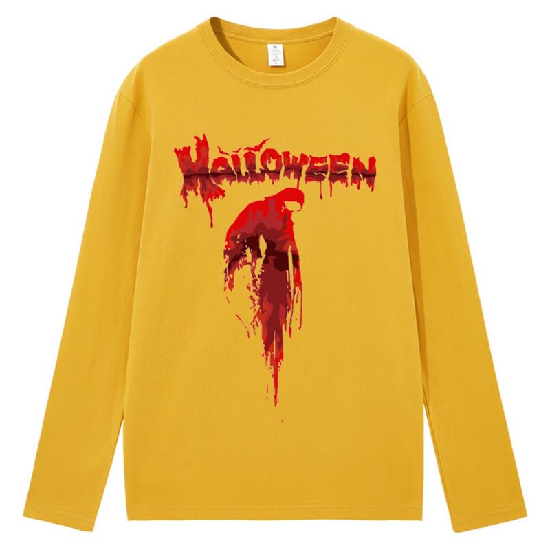 CORIRESHA Halloween Blood Crewneck Long Sleeve Gothic Unisex Scary T-Shirt