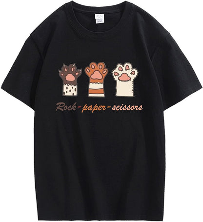 CORIRESHA Camiseta con estampado de pata de gato para adolescentes, cuello redondo, manga corta, informal, acogedora, linda