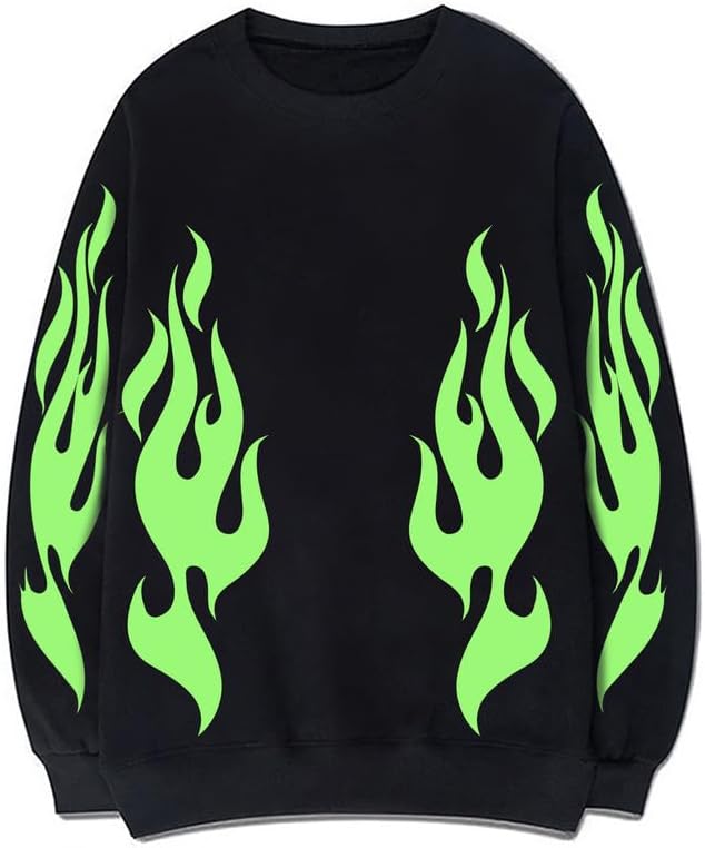 CORIRESHA Teen Flame Sudadera Cuello Redondo Manga Larga Algodón Y2K Estética Jersey