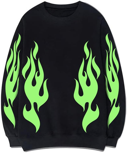 CORIRESHA Teen Flame Sudadera Cuello Redondo Manga Larga Algodón Y2K Estética Jersey