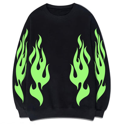 CORIRESHA Teen Flame Sudadera Cuello Redondo Manga Larga Algodón Y2K Estética Jersey