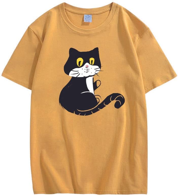 CORIRESHA Adolescente Gato Camiseta Cuello Redondo Manga Corta Suelta Suave Acogedor Lindo Tops