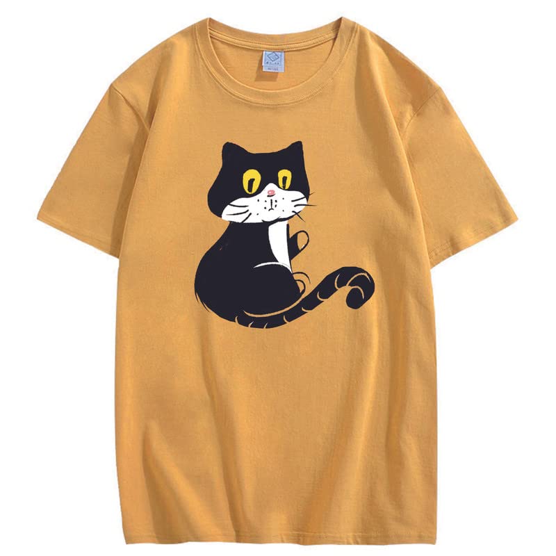 CORIRESHA Adolescente Gato Camiseta Cuello Redondo Manga Corta Suelta Suave Acogedor Lindo Tops