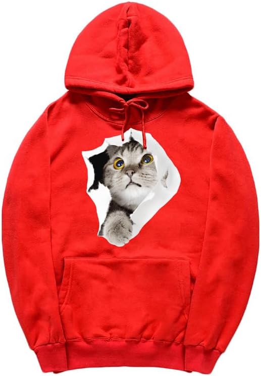 CORIRESHA Cat Lovers Hoodie Casual Long Sleeve Drawstring Teen Cute Sweatshirt Kangaroo Pocket