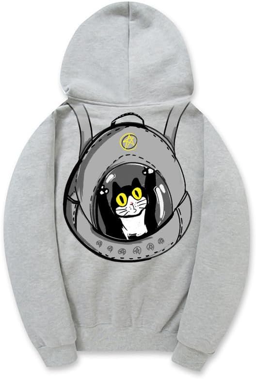 CORIRESHA Adolescentes Amantes de los Gatos Sudadera con capucha Casual Manga Larga Cordón Algodón Lindo Sudadera
