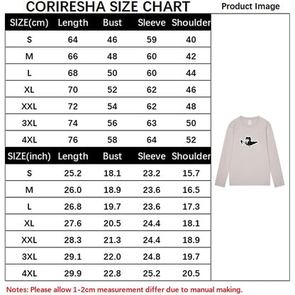 CORIRESHA Teen Ghost Cat T-Shirt Crew Neck Long Sleeve Cotton Halloween Tops