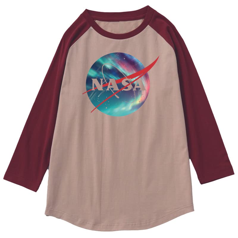 CORIRESHA Camiseta unisex de algodón con estampado de logotipo de la NASA y mangas raglán 3/4 con cuello redondo