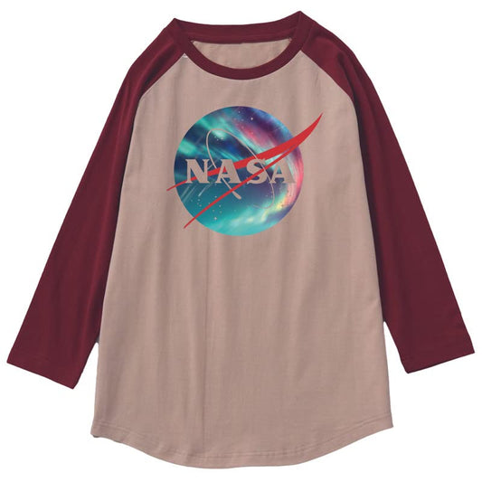 CORIRESHA Camiseta unisex de algodón con estampado de logotipo de la NASA y mangas raglán 3/4 con cuello redondo