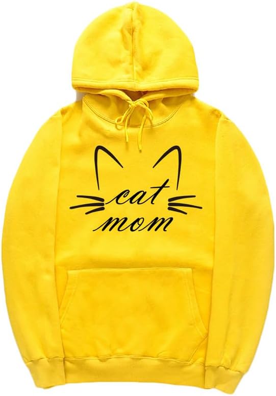 CORIRESHA Funny Cat Face Hoodie Long Sleeve Drawstring Kangaroo Pocket Cute Sweatshirt