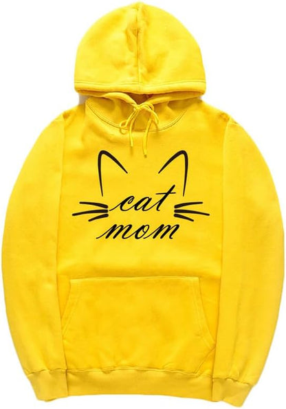 CORIRESHA Funny Cat Face Hoodie Long Sleeve Drawstring Kangaroo Pocket Cute Sweatshirt