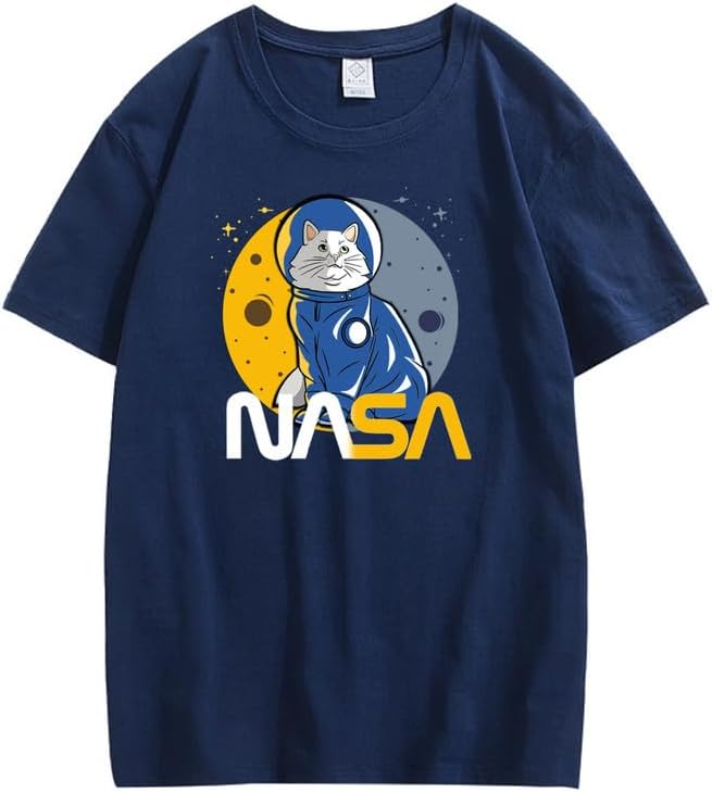 CORIRESHA Camiseta básica informal de manga corta con cuello redondo de la NASA para adolescentes