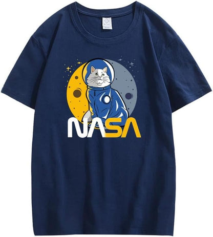 CORIRESHA Camiseta básica informal de manga corta con cuello redondo de la NASA para adolescentes