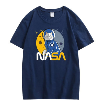 CORIRESHA Camiseta básica informal de manga corta con cuello redondo de la NASA para adolescentes