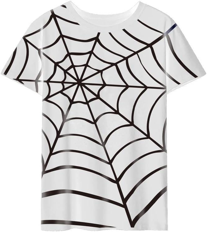 CORIRESHA Women's Y2K Spider Web T-Shirt Short Sleeve Crewneck Casual Halloween Top