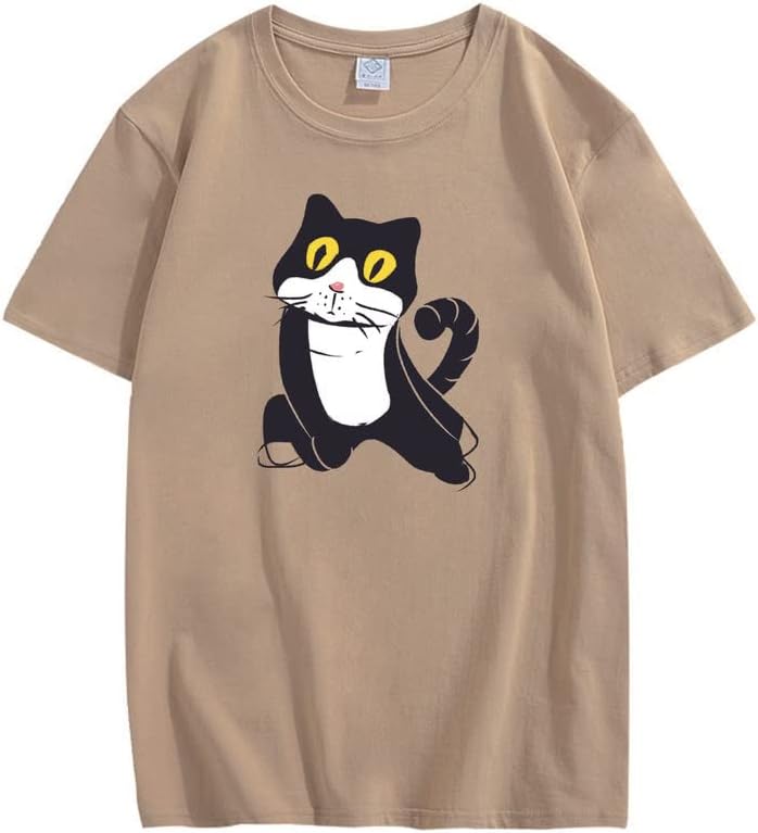 CORIRESHA Camiseta de gato lindo casual cuello redondo manga corta verano básico algodón tops