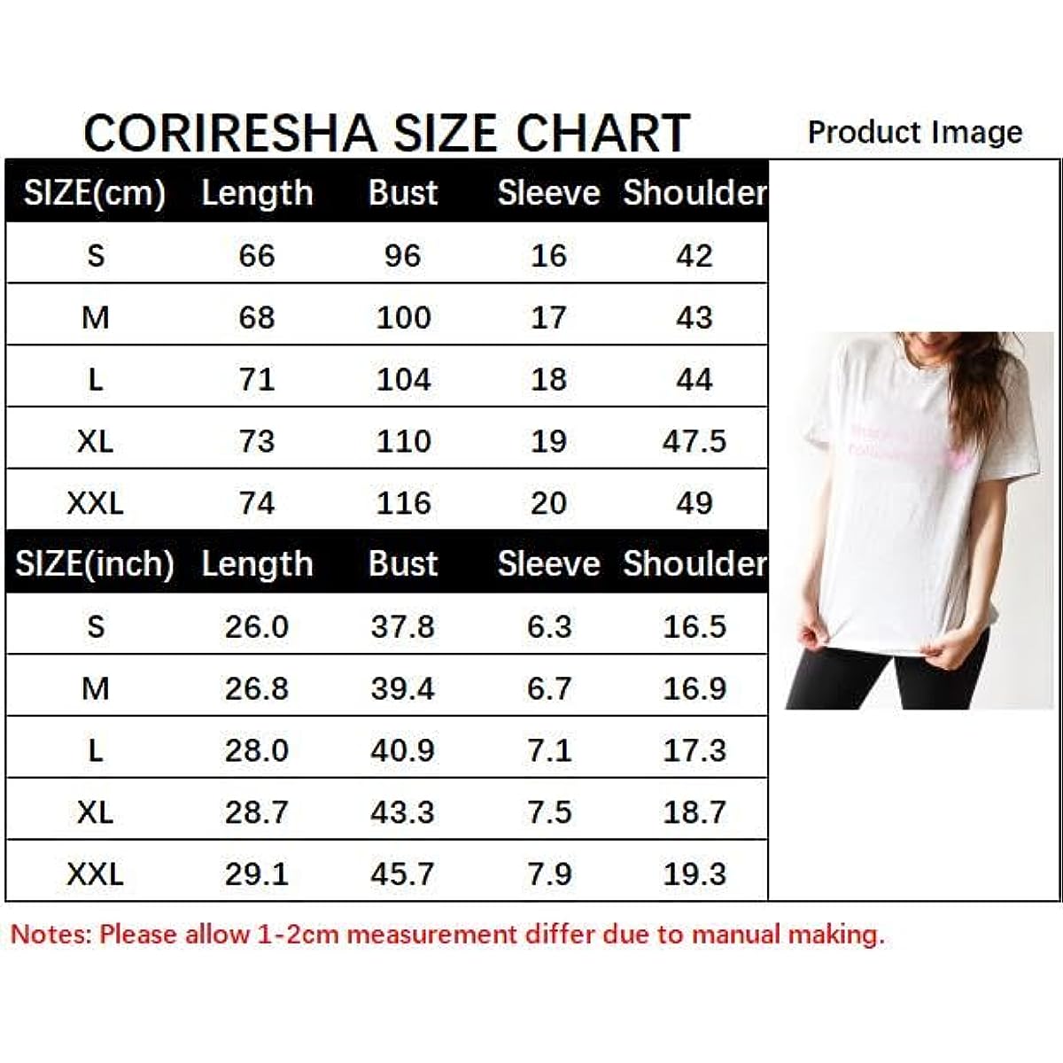 CORIRESHA Camiseta casual de verano con estampado de letras y cuello redondo para mujer