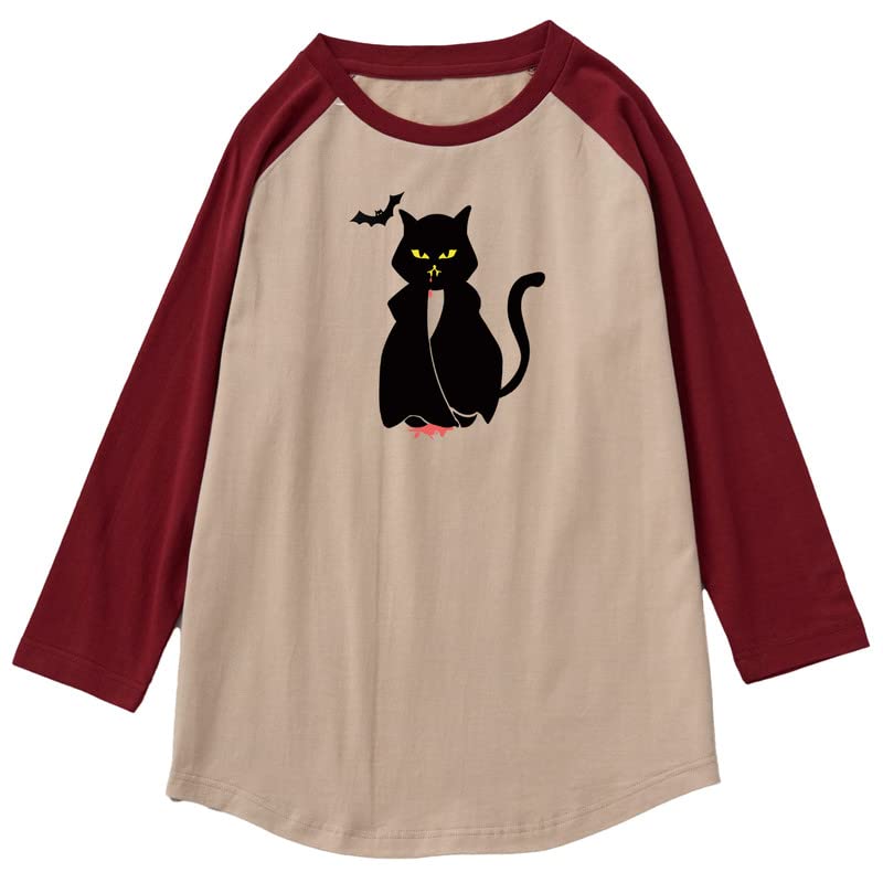 CORIRESHA Teen's Halloween Gothic T-Shirt Funny Cats Cotton Shoulder Sleeve Top