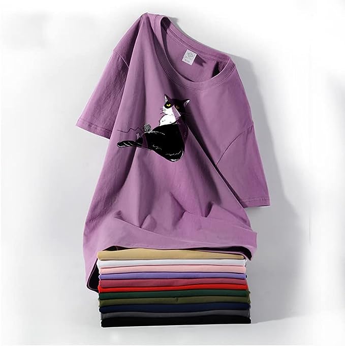 CORIRESHA Camiseta holgada de algodón con cuello redondo y manga corta para adolescente