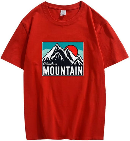 CORIRESHA Women's Vintage Mountain Graphic Crewneck Short Sleeve Loose Basic Sun T-Shirt
