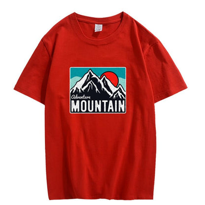 CORIRESHA Women's Vintage Mountain Graphic Crewneck Short Sleeve Loose Basic Sun T-Shirt